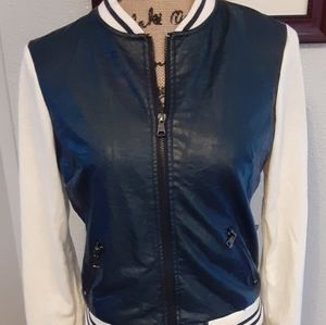 Miss Posh blue and white varsity style jacket